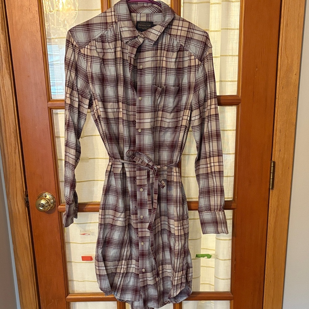 Pendleton Burgundy Plaid Midi Dress